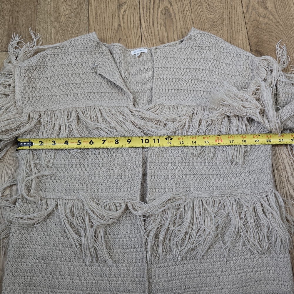 En Creme Fringe Detail Beige Sweater Cardigan Medium - Picture 9 of 10
